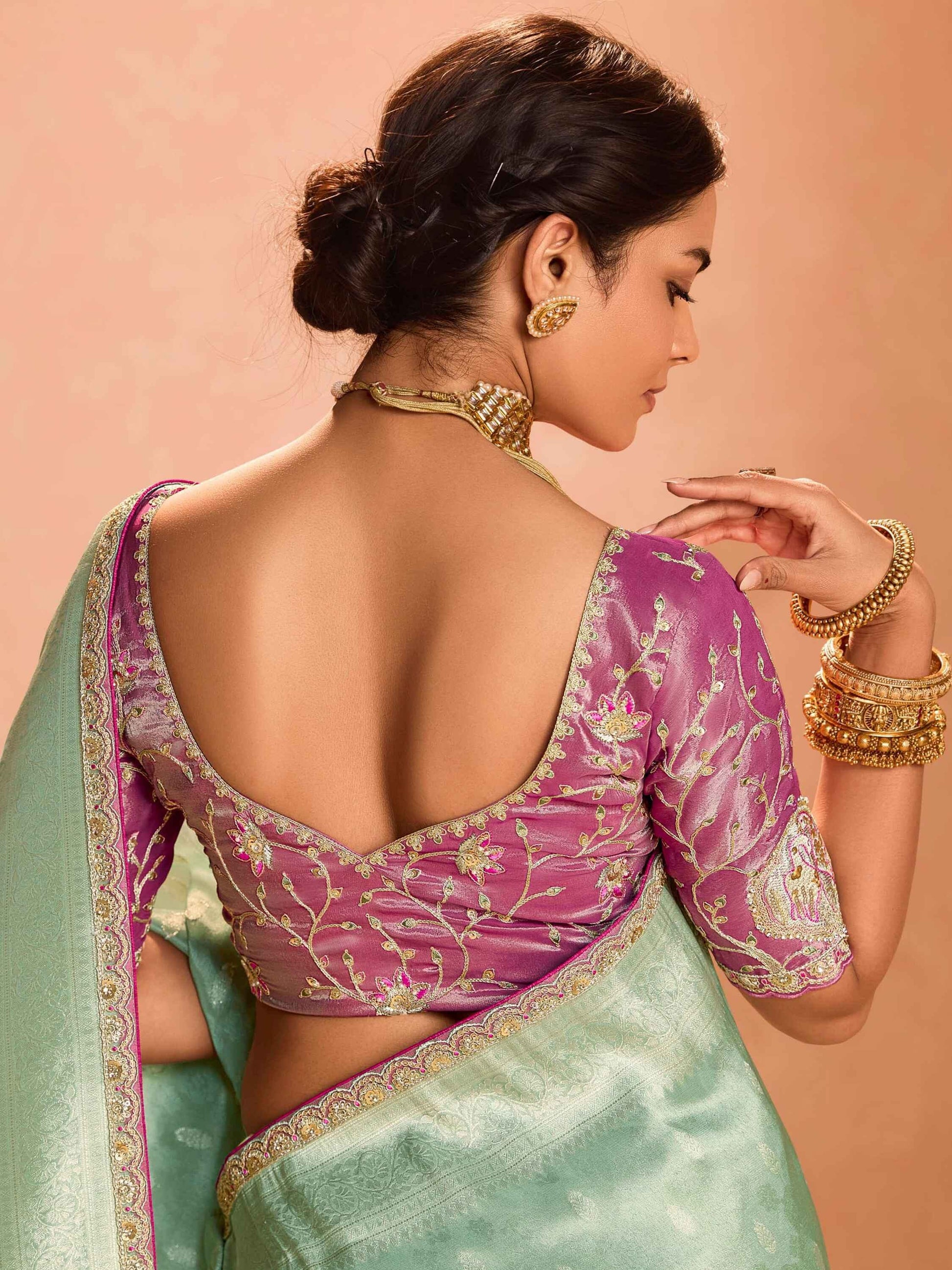 Beautiful Sea Green Zari Weaving Silk Engagement Wear Saree - Zeel Clothing
