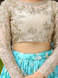 Beautiful Sky Blue Floral Print Organza Lehenga Choli With Dupatta - Zeel Clothing
