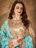 Beautiful Sky Blue Sabyasachi Floral Digital Printed Organza Party Wear Lehenga Choli - Zeel Clothing