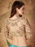 Beautiful Sky Blue Sabyasachi Floral Digital Printed Organza Party Wear Lehenga Choli - Zeel Clothing