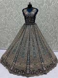 Beautiful Teal Blue Dori Embroidered Net Lehenga Choli With Dupatta