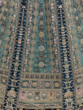 Beautiful Teal Blue Dori Embroidered Net Lehenga Choli With Dupatta