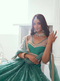 Beautiful Teal Green Embroidered Net Wedding Wear Lehenga Choli - Zeel Clothing