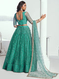 Beautiful Teal Green Embroidered Net Wedding Wear Lehenga Choli - Zeel Clothing