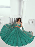 Beautiful Teal Green Embroidered Net Wedding Wear Lehenga Choli - Zeel Clothing