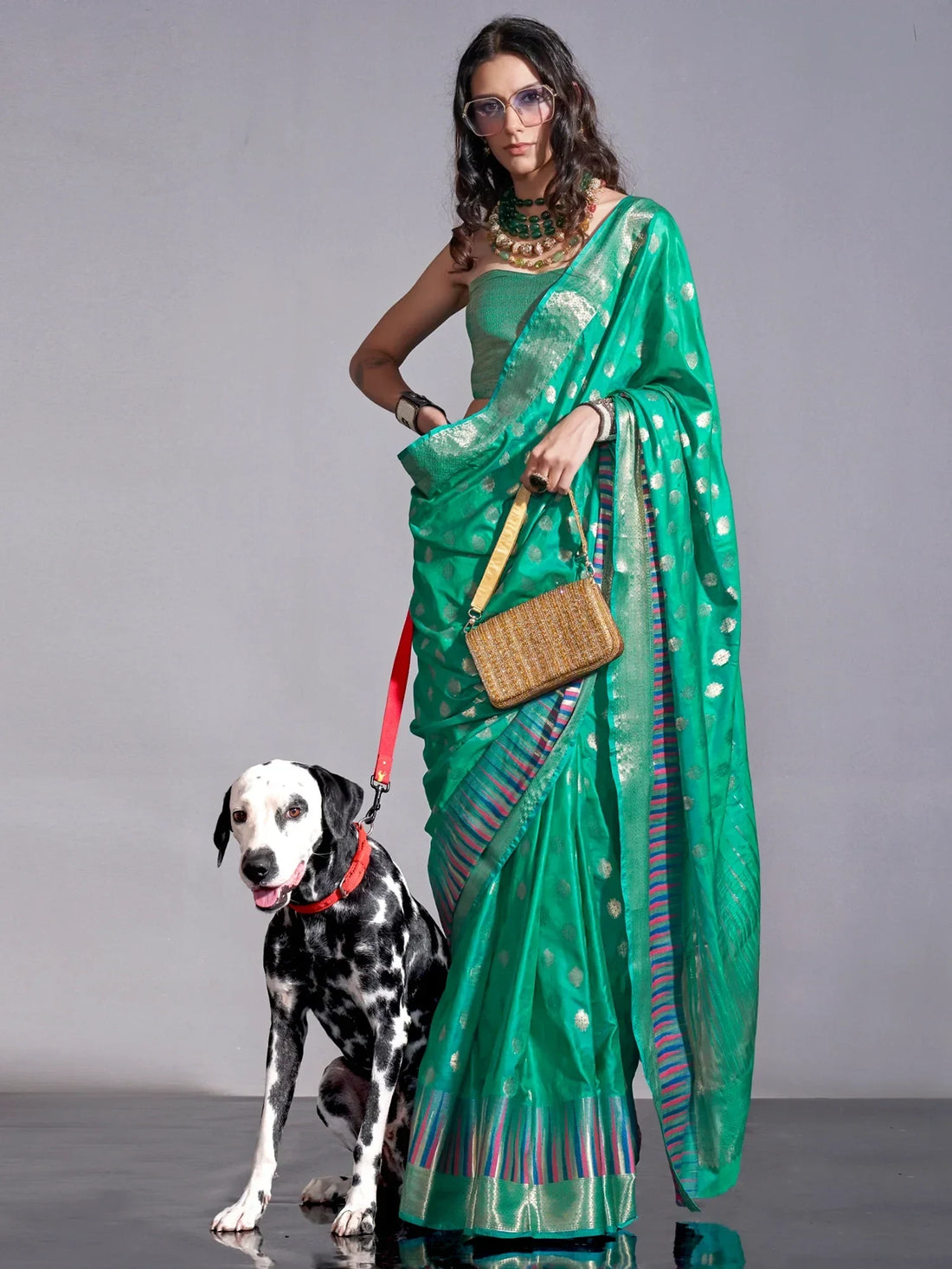Beautiful Teal Green Zari Weaving Silk Traditional Saree With Blouse - Zeel Clothing
