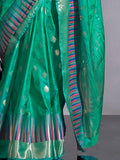 Beautiful Teal Green Zari Weaving Silk Traditional Saree With Blouse - Zeel Clothing