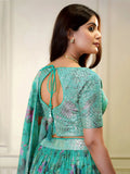 Beautiful Turquoise Sequins Organza Wedding Wear Lehenga Choli