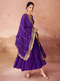 Beautiful Violet Georgette Event Wear Gown With Dupatta - Zeel Clothing