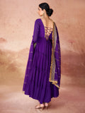 Beautiful Violet Georgette Event Wear Gown With Dupatta - Zeel Clothing