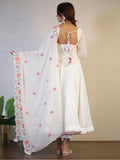 Beautiful White Embroidered Georgette Festival Wear Anarkali Pant Suit - Zeel Clothing