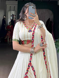Beautiful White Gota Patti Rayon Festive Wear Lehenga Choli With Dupatta - Zeel Clothing