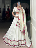 Beautiful White Gota Patti Rayon Festive Wear Lehenga Choli With Dupatta - Zeel Clothing