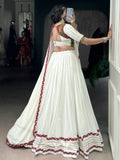 Beautiful White Gota Patti Rayon Festive Wear Lehenga Choli With Dupatta - Zeel Clothing