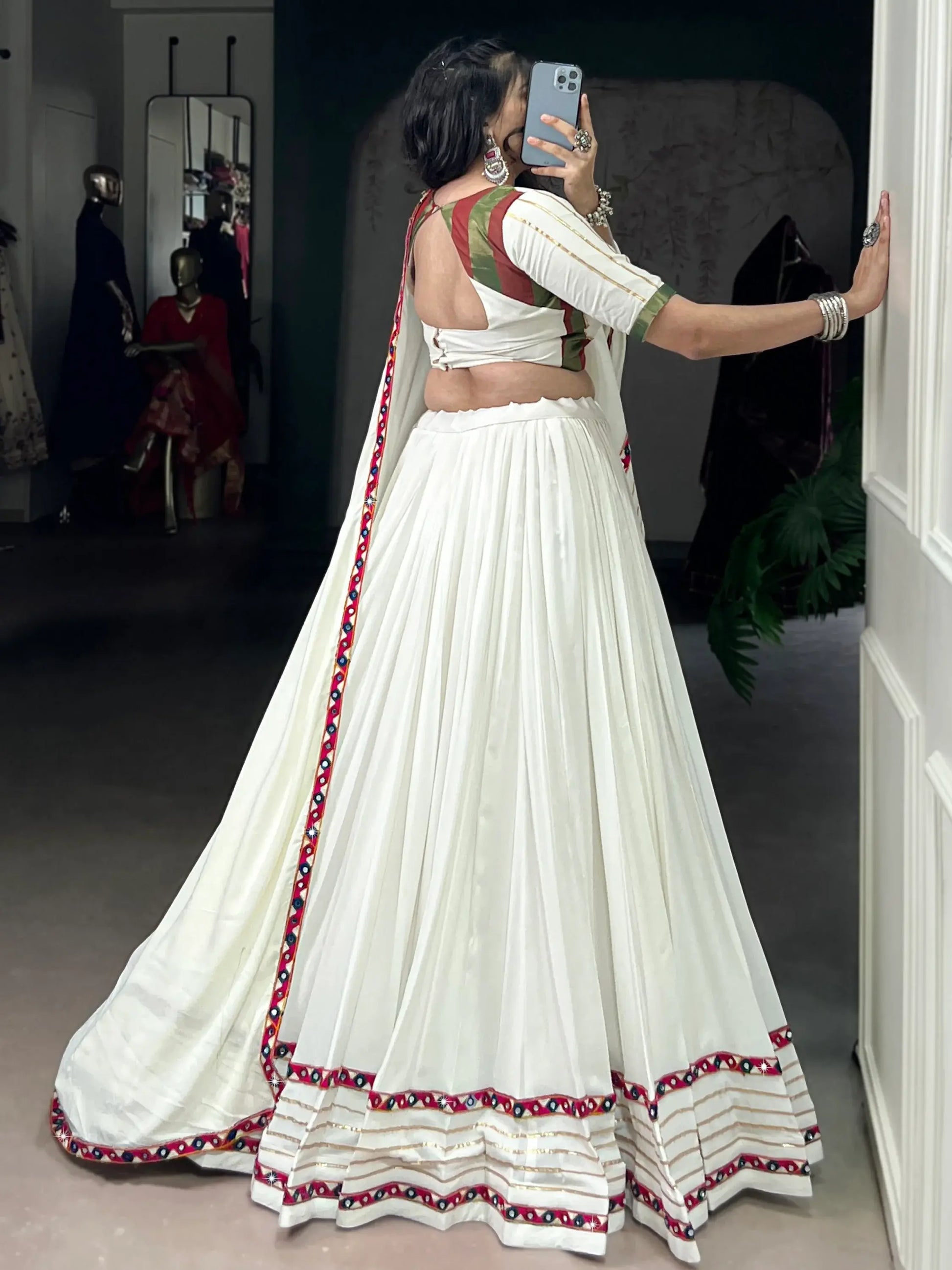 Beautiful White Gota Patti Rayon Festive Wear Lehenga Choli With Dupatta - Zeel Clothing