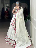 Beautiful White Gota Patti Rayon Festive Wear Lehenga Choli With Dupatta - Zeel Clothing