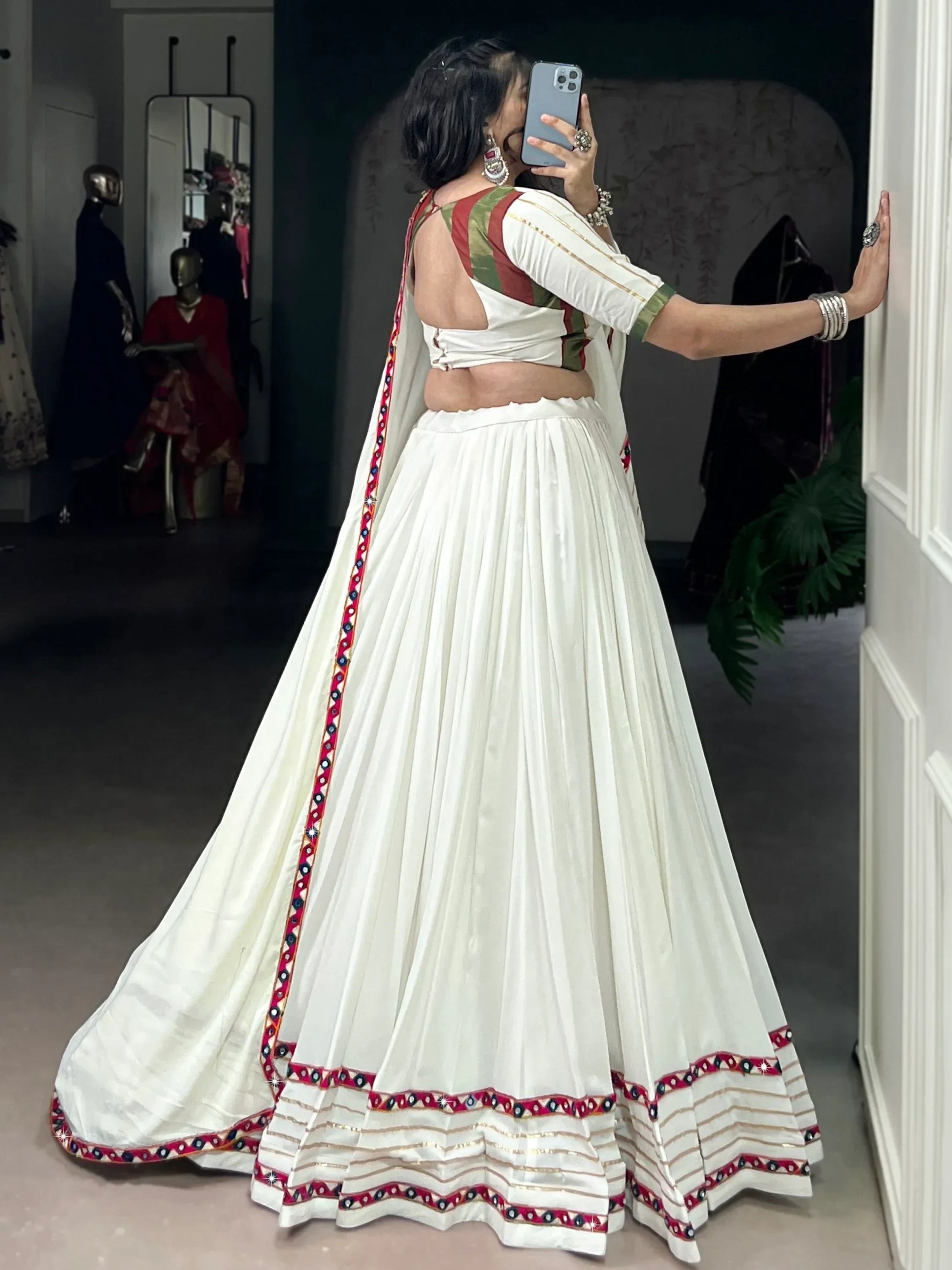 Beautiful White Gota Patti Rayon Festive Wear Lehenga Choli With Dupatta - Zeel Clothing