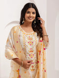 Beautiful White Hand Work Jacquard Silk Pant Suit With Dupatta - Zeel Clothing