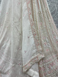 Beautiful White Heavy Embroidered Satin Sangeet Wear Lehenga Choli With Dupatta