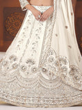 Beautiful White Sequins Chinon Bridesmaid Lehenga Choli With Dupatta