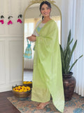 Beautiful White Thread Embroidered Chanderi Silk Festive Wear Pant Suit - Zeel Clothing