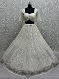 Beautiful White Thread Work Net Bridesmaid Lehenga Choli With Dupatta - Zeel Clothing