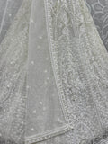 Beautiful White Thread Work Net Bridesmaid Lehenga Choli With Dupatta - Zeel Clothing