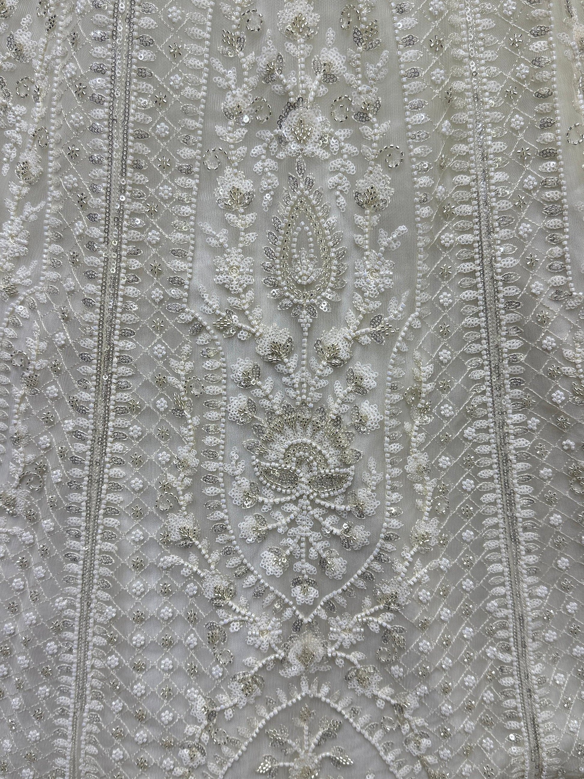 Beautiful White Thread Work Net Bridesmaid Lehenga Choli With Dupatta - Zeel Clothing