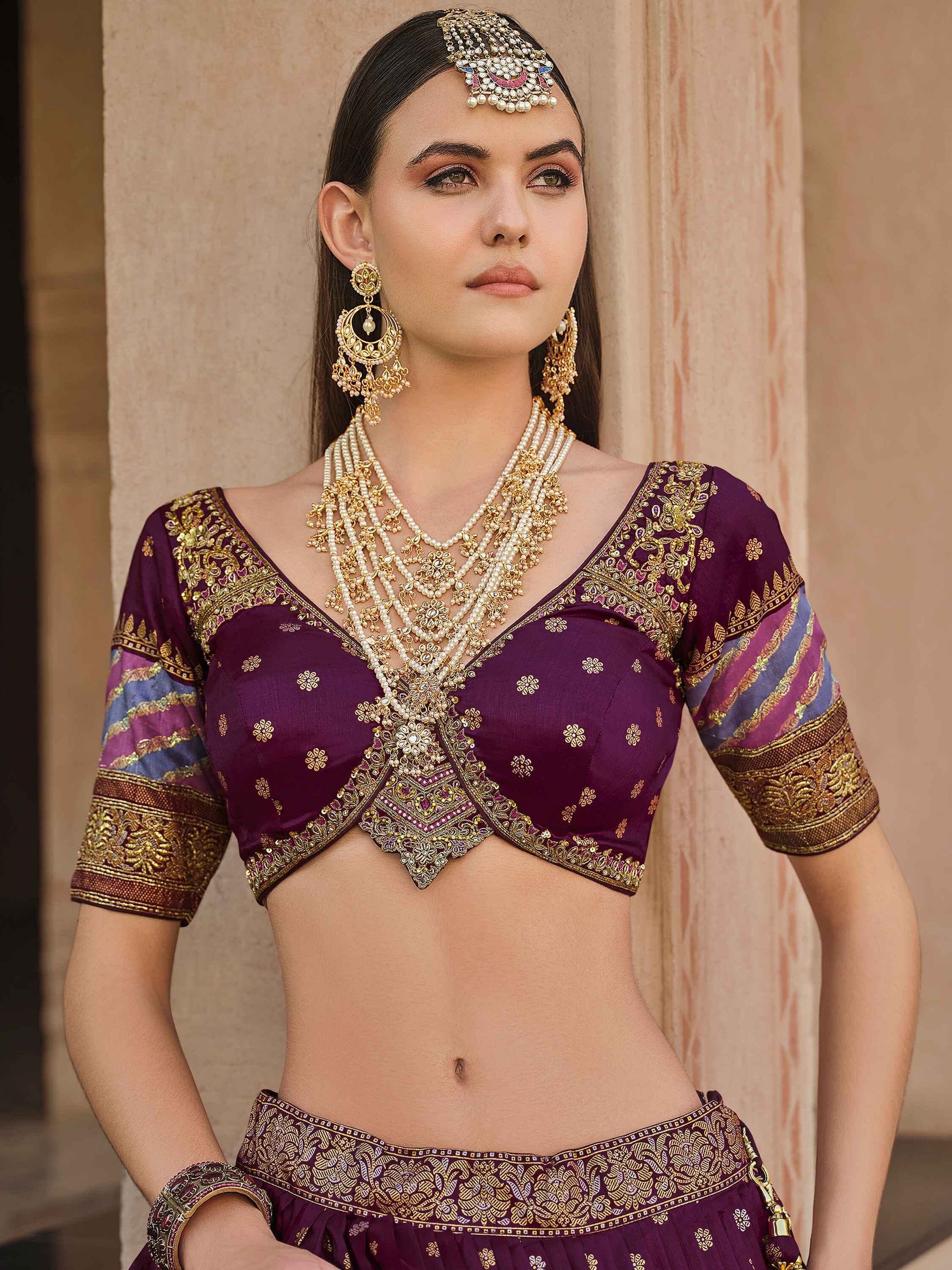 Beautiful Wine Color Sequins Silk Designer Lehenga Choli With Dupatta - Zeel Clothing