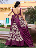 Beautiful Wine Floral Printed Tussar Silk Traditional Lehenga Choli