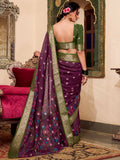 Beautiful Wine Kalamkari Printed Cotton Casual Wear Saree With Blouse - Zeel Clothing