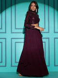 Beautiful Wine Sequins Work Georgette Wedding Wear Lehenga Choli - Zeel Clothing