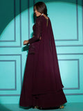 Beautiful Wine Sequins Work Georgette Wedding Wear Lehenga Choli - Zeel Clothing