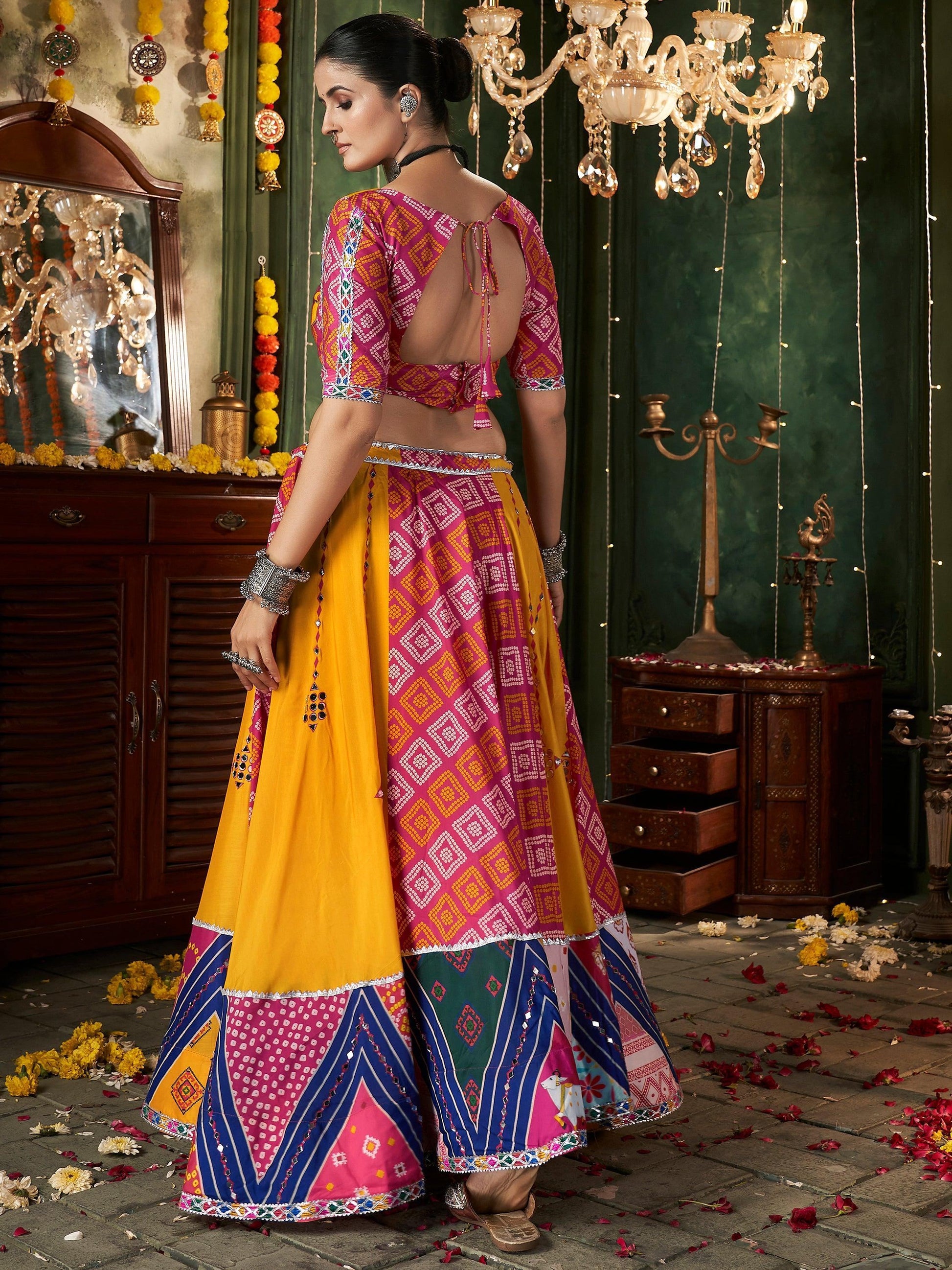 Beautiful Yellow Cotton Navratri Wear Lehenga Choli With Dupatta