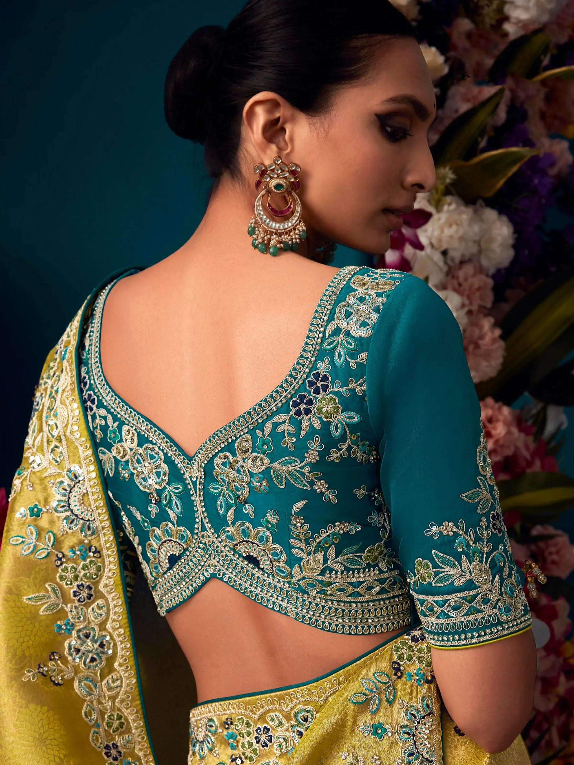 Beautiful Yellow Embroidered Kanjivaram Silk Wedding Wear Saree - Zeel Clothing