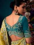 Beautiful Yellow Embroidered Kanjivaram Silk Wedding Wear Saree - Zeel Clothing