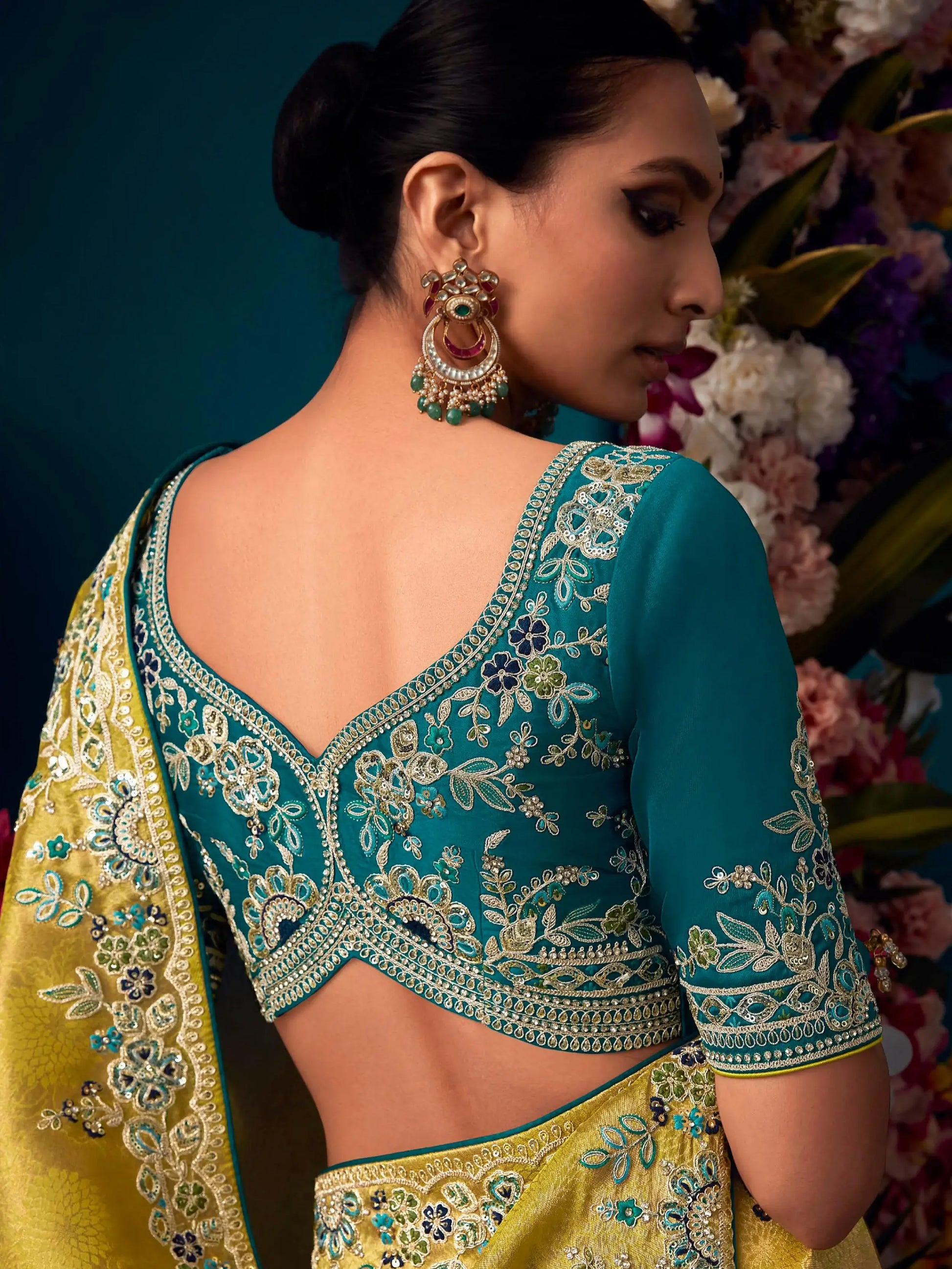 Beautiful Yellow Embroidered Kanjivaram Silk Wedding Wear Saree - Zeel Clothing
