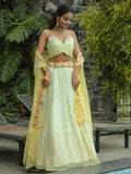Beautiful Yellow Georgette Haldi Wear Lehenga Choli With Koti - Zeel Clothing