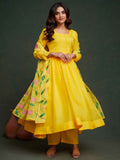 Beautiful Yellow Organza Haldi Wear Anarkali Suit With Dupatta - Zeel Clothing