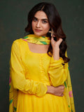 Beautiful Yellow Organza Haldi Wear Anarkali Suit With Dupatta - Zeel Clothing