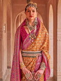 Beautiful Yellow Patola Print Silk Traditional Saree With Blouse - Zeel Clothing