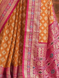 Beautiful Yellow Patola Print Silk Traditional Saree With Blouse - Zeel Clothing