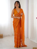 Beautiful Yellow Sequins Chiffon Haldi Wear Saree With Blouse - Zeel Clothing