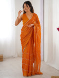 Beautiful Yellow Sequins Chiffon Haldi Wear Saree With Blouse - Zeel Clothing
