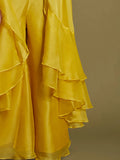 Beautiful Yellow Sequins Organza Palazzo Jacket with Blouse - Zeel Clothing