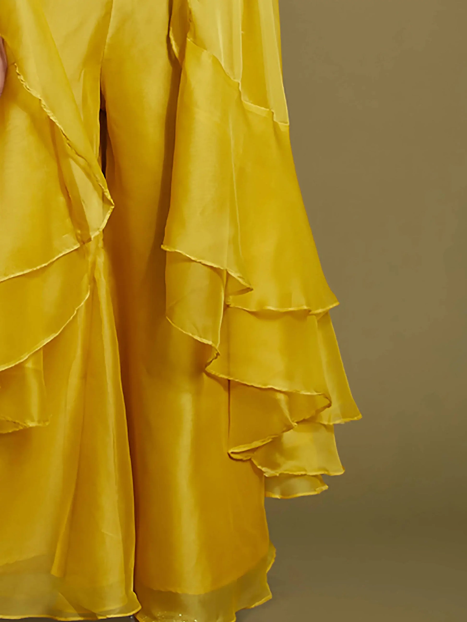 Beautiful Yellow Sequins Organza Palazzo Jacket with Blouse - Zeel Clothing