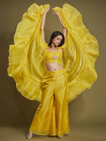 Beautiful Yellow Sequins Organza Palazzo Jacket with Blouse - Zeel Clothing