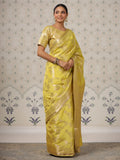 Beautiful Yellow Zari Weaving Banarasi Silk Event Wear Saree With Blouse - Zeel Clothing