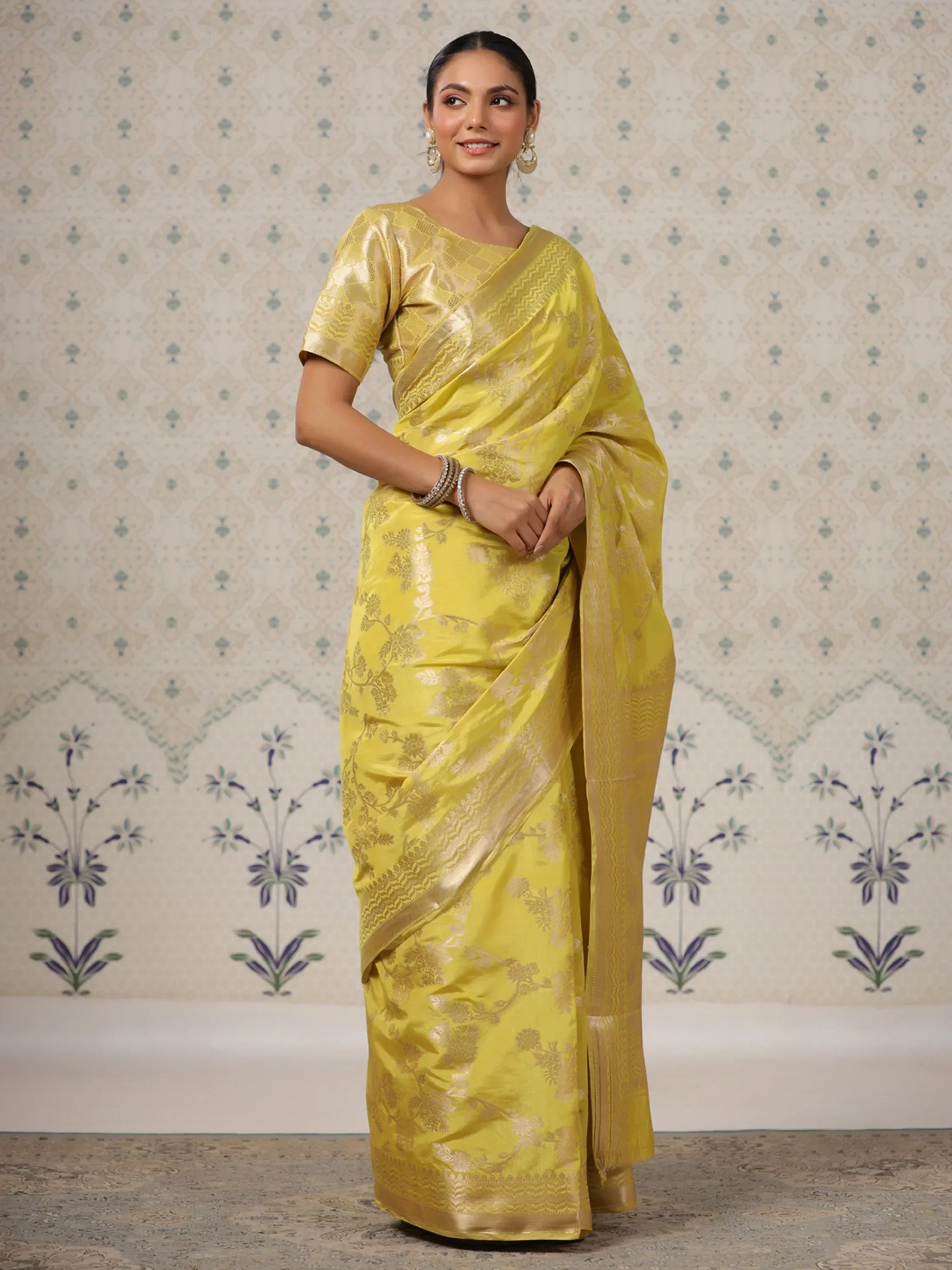 Beautiful Yellow Zari Weaving Banarasi Silk Event Wear Saree With Blouse - Zeel Clothing
