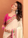 Bewitching Beige Patola Weaving Silk Festive Wear Saree With Blouse - Zeel Clothing